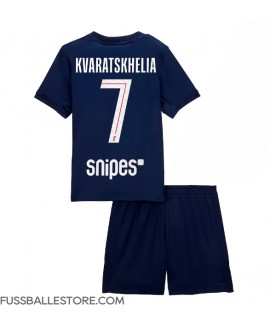 Günstige Paris Saint-Germain Khvicha Kvaratskhelia #7 Heimtrikotsatz Kinder 2025-26 Kurzarm (+ Kurze Hosen)